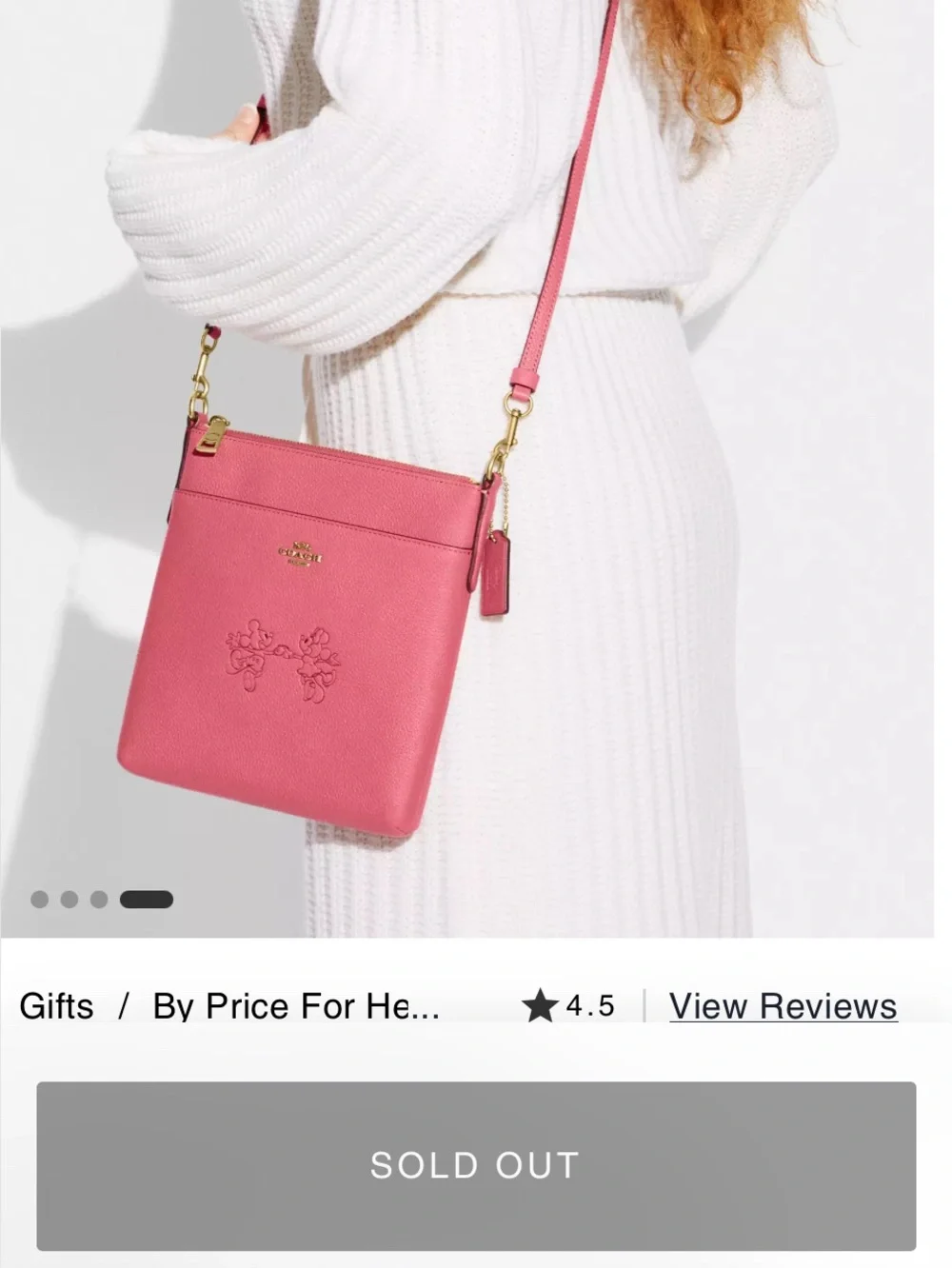 Coach Pink Mickey and Minnie  Leather Crossbody Bag and matching wallet.  New.